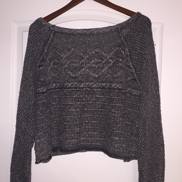 Free People crop, cotton, cable, ots sweater - Picture 3 of 5